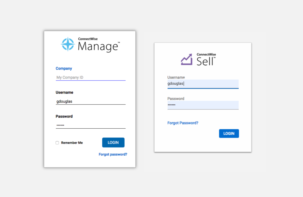 Inconsistent product login screens